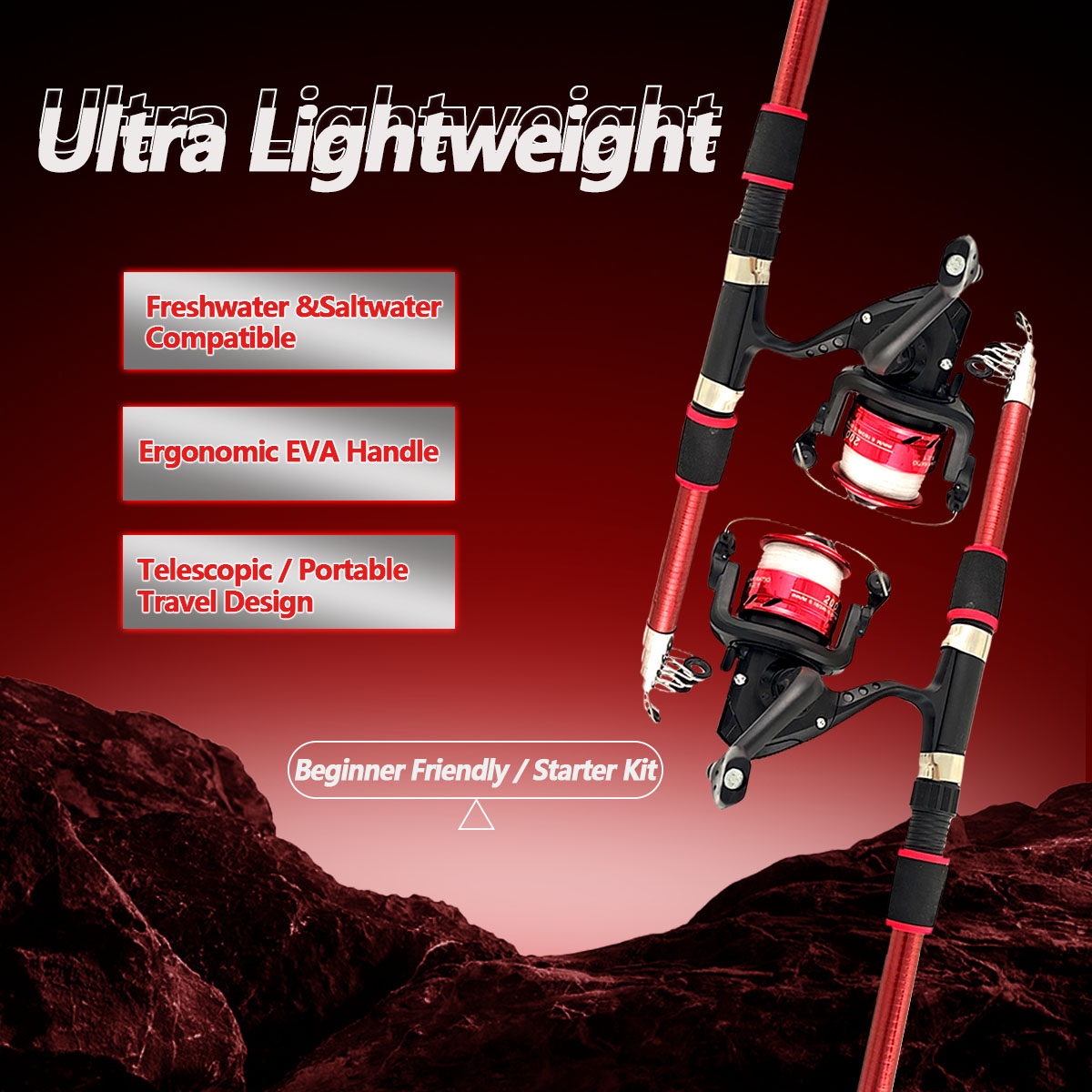 Fishing Line Spooler - Set Canna da Pesca Telescopica 1,8M